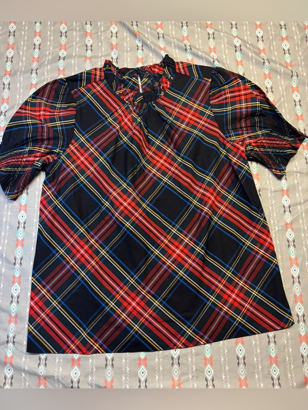 ⚛️J. Crew Plaid Short-Sleeve Top
